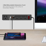 20W Power Strip with USB C Ports, Fast Charge Mountable Multiple Plug 4 Outlets (1 Extra Wide Space Outlet) Flat Extension Cord (2 USB A & 1 USB-C) for Under Desk Table Side