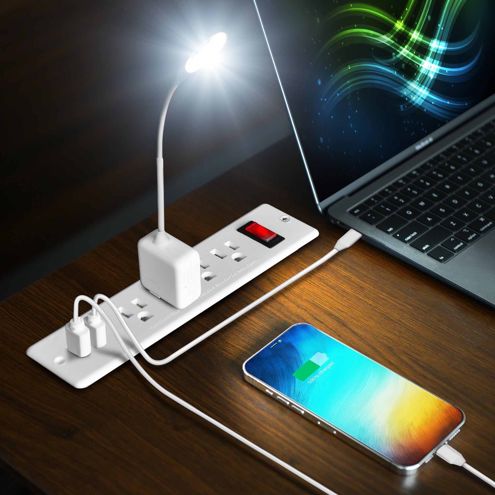 4 LEAF Electric Socket USB Power Strip Recessed Power Socket Mountable Outlet Extender