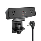 Desk Clamp Power Strip USB C 100W, Desktop Edge Mount Fast Charge Station 3 PD USB Port 2 AC Outlets 6ft Braided Extension Cord Flat Plug Fit Max 3.26’’ Tabletop Edge for Gaming Office Table.