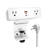 Desk Clamp Power Strip USB C 100W, Desktop Edge Mount Fast Charge Station 3 PD USB Port 2 AC Outlets 6ft Braided Extension Cord Flat Plug Fit Max 3.26’’ Tabletop Edge for Gaming Office Table.