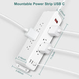 9 Outlets Wall Mount Power Strip with USB C,Triangle Double Side Outlet Extender Fast Charge USB-A Ports & 1 PD USB-C Port Flat Plug Mountable Desk Charging Station