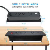 8 Outlets Double Side Recessed Power Strip with USB C PD 20W Flush 0 Desktop Power Extender Built in Under Desk Multiple Power Outlets Flat Plug