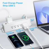 9 Outlets Wall Mount Power Strip with USB C,Triangle Double Side Outlet Extender Fast Charge USB-A Ports & 1 PD USB-C Port Flat Plug Mountable Desk Charging Station