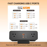 Desk Clamp Power Strip USB C 100W, Desktop Edge Mount Fast Charge Station 3 PD USB Port 2 AC Outlets 6ft Braided Extension Cord Flat Plug Fit Max 3.26’’ Tabletop Edge for Gaming Office Table.