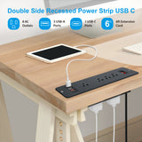 8 Outlets Double Side Recessed Power Strip with USB C PD 20W Flush 0 Desktop Power Extender Built in Under Desk Multiple Power Outlets Flat Plug