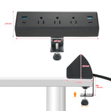 Fast Charge USB C Desk Clamp Power Strip 40W, Desktop Edge Mount 2 PD 20W USB-C Ports&2 QC 18W USB A Ports 3 Outlets Flat Plug for Home Office School Hotel ETL