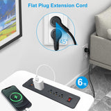 8 Outlets Double Side Recessed Power Strip with USB C PD 20W Flush 0 Desktop Power Extender Built in Under Desk Multiple Power Outlets Flat Plug