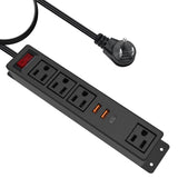 20W Power Strip with USB C Ports, Fast Charge Mountable Multiple Plug 4 Outlets (1 Extra Wide Space Outlet) Flat Extension Cord (2 USB A & 1 USB-C) for Under Desk Table Side