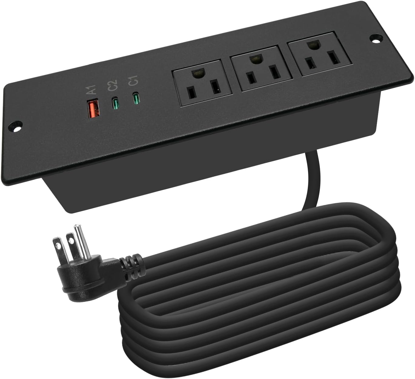 Table Outlet Strip Recessed Power Strip USB C 65W,Flush Mount Desk Power Outlet 3 Outlets ...