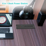 Recessed Power Strip USB C 65W,Flush Mount Desk Power Outlet 3 Outlets 3 USB (PD 65W& QC60W,)6.56ft Heavy Duty Power Cord with Flat Plug Fast Charge Built in Desktop Power Station for Furniture Black