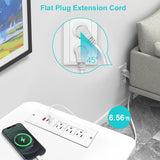 Recessed Power Strip USB C 65W,Flush Mount Desk Power Outlet 3 Outlets 3 USB (PD 65W& QC60W,)6.56ft Heavy Duty Power Cord with Flat Plug Fast Charge Built in Desktop Power Station for Furniture White