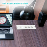 Recessed Power Strip USB C 65W,Flush Mount Desk Power Outlet 3 Outlets 3 USB (PD 65W& QC60W,)6.56ft Heavy Duty Power Cord with Flat Plug Fast Charge Built in Desktop Power Station for Furniture White