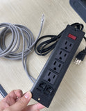 Recessed Power Strip 4 Outlets 2 Internet CAT6 Ports, 6.56ft  Extension cord