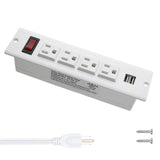 Recessed Power Strip Socket with Switch 4 Power Outlets Desk Power Station