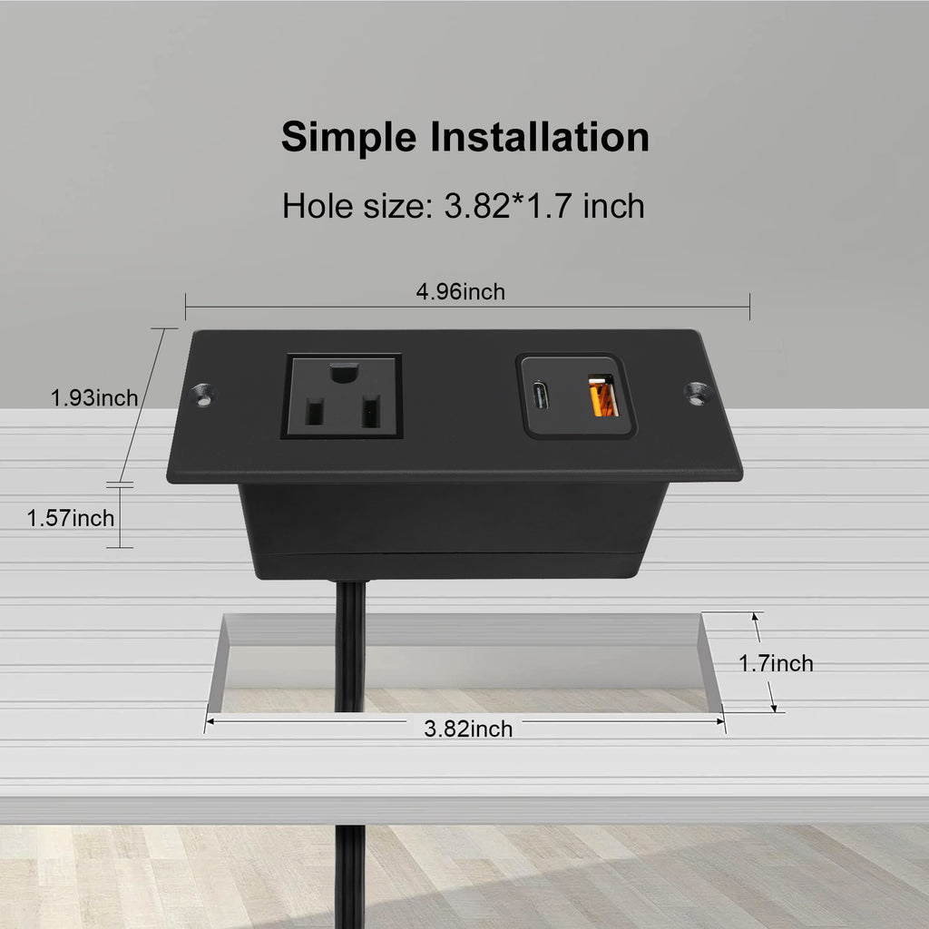 20w Pd Fast Charge Desktop Power Outlet Recessed Power Strip Usb C 4 Leaf Furniture Power Strip 8752