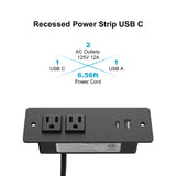 Recessed Power Strip with 20W PD USB C, Conference Flush Mount Desk Outlets
