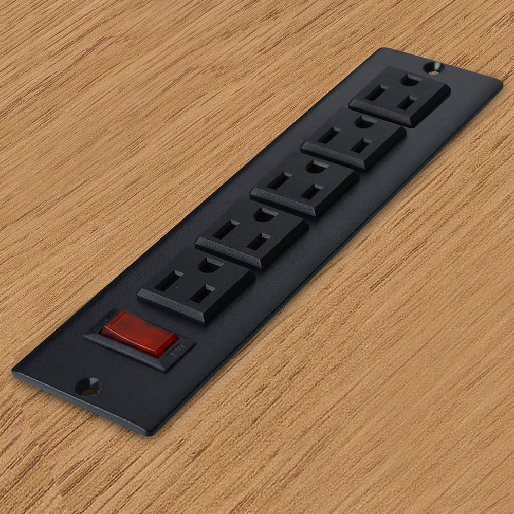 Mountable Recessed Power Strip Without USB Ports Desk Power Charging Station