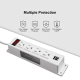 Surface Mounted Power Strip with USB Switch 4 AC Grounded Outlets