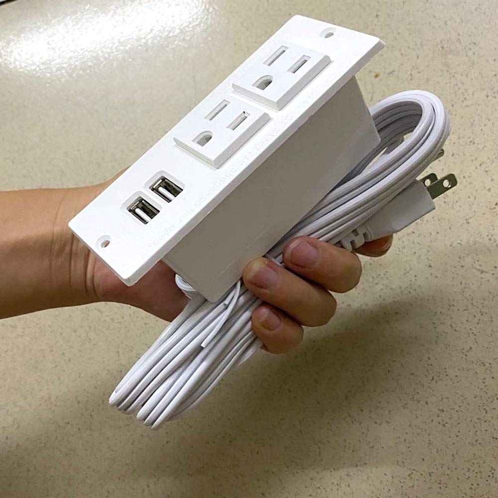 Recessed Power Strip with USB Mountable Power Strip with USB 2 Outlets