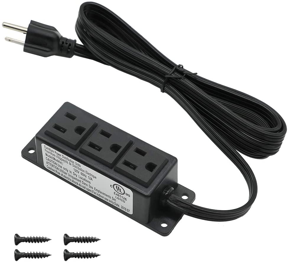 Power Strip with USB Ports, Wall Mounted Power Strip 3AC Outlet