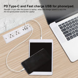 Recessed Power Strip Type C PD Fast Charge Desktop Power Outlet 2 Oultet 3 USB White