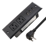 Desk Power Strip with USB Recessed Mounted Desktop Power Outlet 2 Outlets 3 USB Ports (15W/3A)